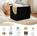 3 Pack Shelf Woven Storage Basket, 15 x 10 x 9” Closet Rope Baskets For Organizing, Square Bins with Handles, Black