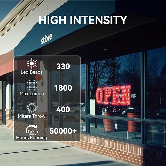 30" x 10" Large LED Open Signs with Remote Control 14 Modes Dimmable Open Sign for Business Window Stores Retail and Restaurant Red