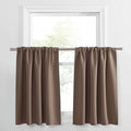 PONY DANCE Kitchen Curtains 36 inch Length - Window Treatment Tiers Blackout Rod Pocket Top Home Decor Small Drape Valances for Kitchen, 34-inch W x 36-inch L, Mocha, Set of 2