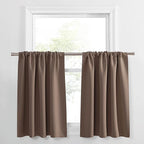 PONY DANCE Kitchen Curtains 36 inch Length - Window Treatment Tiers Blackout Rod Pocket Top Home Decor Small Drape Valances for Kitchen, 34-inch W x 36-inch L, Mocha, Set of 2