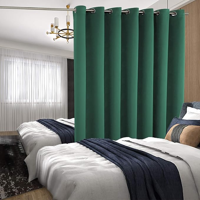 BGment Room Divider Curtain 96 Inch Length for Sliding Glass Door, Wide Room Darkening Curtain for Living Room, Christmas Blackout Thermal Doorways Curtain for Bedroom, Emerald, 1 Panel, 100 W X 96 L