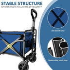 Collapsible Utility Cart Folding Wagon, 220 lbs Capacity Lightweight Rolling Cart with Quiet Wheels, Quick-Fold Design for Camping, Shopping, Ourdoor Use, Blue