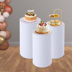 3 Pcs Wedding Cylinder Stands, Acrylic Round Pedestal Stand, Party Cylinders Set of 3 Stand for Wedding Birthday Event Decor 19.6'', 21.6'', 23.6'' H
