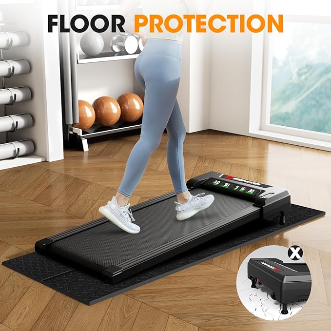 Walking Pad Mat for Carpet, Treamill Mat for Hardwood Floors, High Density, 1/4 Thickness, Folable, Floor Protection Mats for Bike, Elliptical, Treadmill