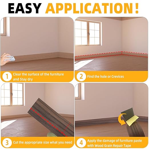 GSCIT Club Wood Grain Repair Tape, 2.4 inch X 100ft Self Adhesive Walnut Grain Repair Patch for Tables, Chairs, Baseboards, Doors, Windows, Floors, Handicraft DIY.