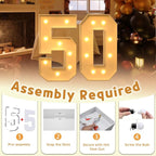 imprsv 3FT Block Marquee Numbers, Marquee Light Up Numbers 50th Birthday Decorations for Women, 50th Birthday Women Foam Board Anniversary Party Decorations Arch Kit (DIY)