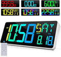 Large Digital Wall Clock Timer 13.5" Large Display Available In 11 Color Modes LED Wall Clock with Temperature Day of the Week Clock Auto-Dimming for Home Gym Office 2 Groups Alarm 25 Music Ringtones