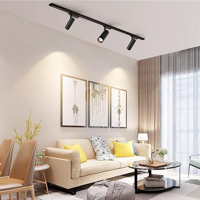 GU10 LED Black Track Lighting Complete Kit, Dimmable H Type 14.76FT Track Rails,4000K Natural Light 12 Packs GU10 LED Bulbs Ceiling Spotlight Fixture, an Cost-Effective Lighting Solution