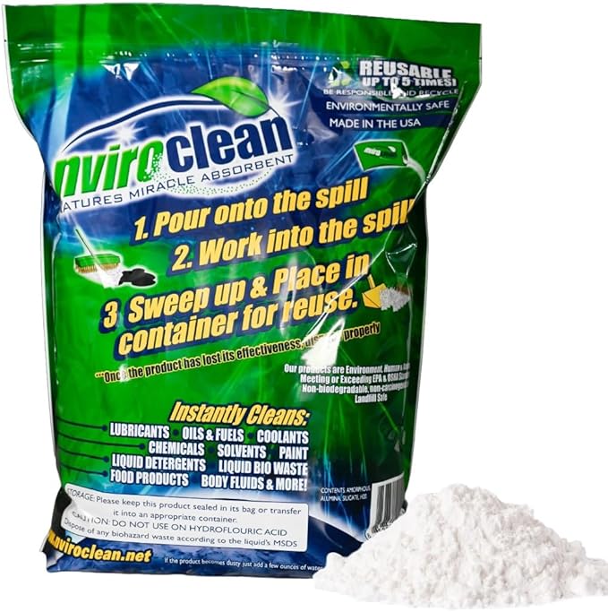 5 LB (Pack of 1) Super Absorbent & Encapsulant Spill Cleanup up to 24lbs, for Home, Commercial, & Industrial Use for Oil, Antifreeze, Food, Paint, Pet Waste, Body Fluids & More