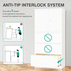 SISESOL 3 Drawer Lateral File Cabinet with Lock,White Filing Storage Cabinet with Doors and Shelves,Locking Metal Storage Cabinets with Drawers for Home,Office,Garage,School,Fit A4/Letter/Legal File