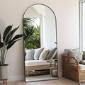 Floor Full Length Mirror, Arched Mirrors Full Length 71"x30" Freestanding Large & with Aluminum Frame & Wall Mounted & Hanging or Leaning/Full Body Mirror for Bedroom, Black