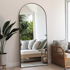 Floor Full Length Mirror, Arched Mirrors Full Length 71"x30" Freestanding Large & with Aluminum Frame & Wall Mounted & Hanging or Leaning/Full Body Mirror for Bedroom, Black