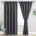 JIUZHEN Blackout Curtains for Bedroom - 60 Inch Extra Wide Thermal Insulated Room Darkening Privacy Soundproof Curtains for Living Room, Set of 2 Panels with Tiebacks, 60 x 84 inches, Dark Grey