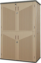 Aoxun Outdoor Storage Shed, 64 Cu.Ft Vertical Storage Sheds Outdoor with Floor, Outdoor Waterproof Storage Cabinet for Garage Storage, Pool Storage, Bike Shed, Garden Shed (Brown)