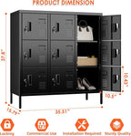Aobabo 9 Doors Metal Storage Locker for Employees, Steel Storage Locker with Lock and Card Slot, for Home, Office, School, Gym, Require Assembly, Black