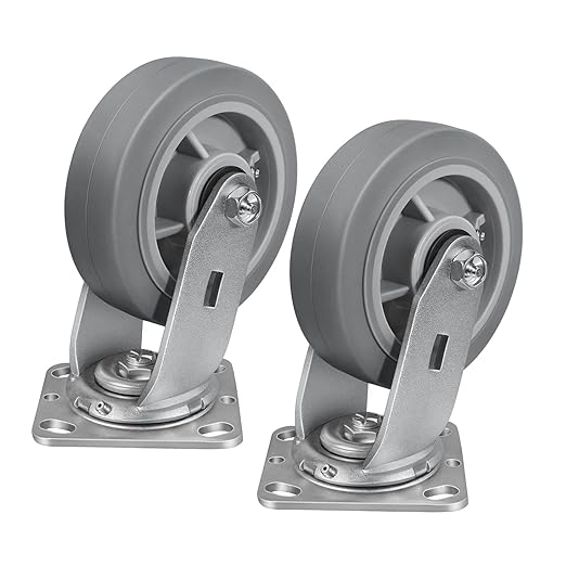 6'' × 2'' Caster Wheels, Heavy Duty Industrial Casters, Rubber Wheels with Roller Bearing, Load 900lbs per Swivel Caster for Cart Dolly Toolbox Trolley (2 Swivel)