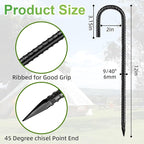 Black Rebar Stakes 12 inch (10pcs) - Heavy Duty 6mm Metal J Hook Ground Stakes,Galvanized Steel for Tent,Bounce House,Fence,Dog Coop,Artificial Turf,Outdoor Plants,Christmas & Holiday Decorations