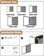 Mifuro 36"x24" Enclosed Bulletin Board, Lockable Weather-Resistant Aluminum Cork Noticeboard for School & Office, Black Frame w/Grey Flet