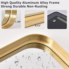 36 x 24 Inch Gold Bathroom Mirror for Wall,Aluminum Alloy Frame Rectangular Wall Mounted Mirror for Farmhouse Decor Horizontal or Vertical Ideal for Bedroom, Living Room
