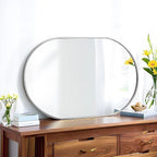 30x20 Mirror Runway Oval Wall Mounted Aluminum Alloy Metal Frame Rectangle Mirrors for Entryway Bedroom Bathroom Living Room 30 20 inch Silver