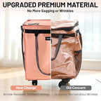 (Medium) Fanwoli Reusable Grocery Bag On Wheels with Removable Liner | Wrinkle-Resistant Fabric | Enhanced Stability Wheels & Extended Handle | Foldable Shopping Trolley for Laundry, Carries Up to 66L