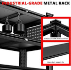 SILVEL 48.2" W Garage Shelving, 5000LBS Heavy Duty Metal Shelving, 2025 Solid Storage Shelves with 2 Side Pegboards, Industrial 5 Tier Shelves for Basement Pantry Warehouse Supermarket, 10 Pack