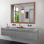 Amorho Bathroom Mirror, 48 X36 Inch Wall Mirror, Walnut Wood Grain Metal Framed, Anti-Rust, Hang Horizontally/Vertically, Suitable for Vanity, Bedroom, Farmhouse, Bathroom