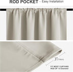 PONY DANCE Cream Short Window Curtains for Kitchen 36 inch Long, 2 Panels Set Half Window Drapes for Bedroom Basement, Blackout Small Curtains for Travel Trailers, Width 29 x Length 36 inches