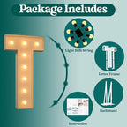 Marquee Light Up Letters, 3FT Large Light Up Letters for Party, Marquee Numbers, Mosaic Balloon Frame, Cardboard Letters for Birthday Wedding Engagement Party Backdrop Decorations, Letter T