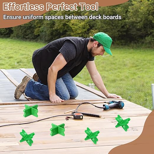 4 Pcs Deck Spacer Tool, Green Deck Board Spacers with 4 Thicknesses 1/16", 1/8", 3/16", 1/4", Deck Spacers Jig Clamp for Pressure Treated Composite Decking Boards