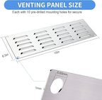2 Pack Stainless Steel Venting Panel for BBQ Grill Accessory, 15x6.5 Inch (20-Slots), 304 Grade Metal Vent Cover for Masonry Fire Pits & Outdoor Kitchens, Weather Resistant, 15" by 6-1/2"