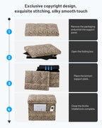 Storage Ottoman Foot Rest Stool, Small Velvet Storage Ottomans Bench, Folding Footstool with Side Pockets, Foot Rest Under Desk for Living Room Bedroom, 17x13x13 in, Leopard Print
