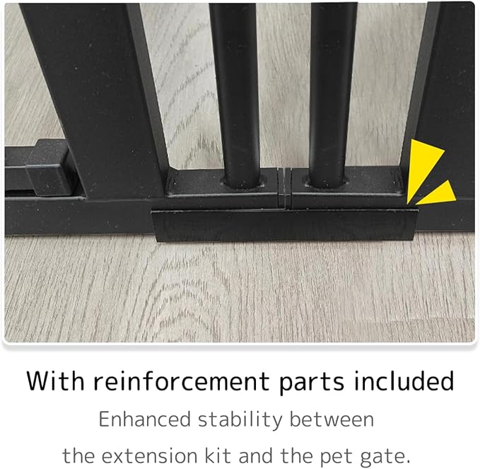 Lumizone Extra Tall Cat Gate Extension Kit 55.12" High Pressure Mounted 2025 New 12.60" Extra Wide 1.37" Gap No Drilling Tall Pet Gate for Dogs (Black, 55.12" H x 12.60" W, Extension)