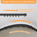 Room Divider Curtains with Flexible Ceiling Tracks Set,Blackout Curtain Ceiling Mount Curtain Track Privacy Room Dividers Ceiling Track Curtain Rod(Grey Drape & Black Rail W 8.3 × H 7 FT)