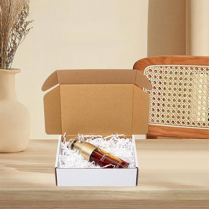 Shipping Boxes 7x5x2" 25 Pack - White Corrugated Cardboard Box Mailers for Small Business, Literature Mailer Box Packaging Supplies