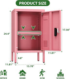 Aobabo 24.4" H Metal Locker Storage Cabinet with 1 Doors, Pantry Storage Cabinet with Adjustable Leveling Foot and Adjustable Shelves, for Kitchen, Employees, Office, Home, Assembly Required, Pink