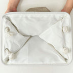 Fabric Storage Baskets - Rectangular Baskets for Organizing Fabric, Shelves & Decorative Use (White & Khaki)