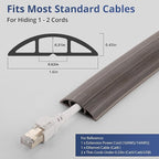 ZhiYo 3.6ft Cord Covers for Wires on Floor, Cord Hider Floor Hide Extension Cords, Soft PVC Cable Cover Cable Protector, Wire Cavity W0.62in H0.31in, Gray Oak Wood