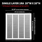20x20 Return Air Grille(Duct Opening Size),Air Return Vent Cover,Flat Vent Cover,Rejillas De Aire Acondicionado para Casa,Return Air Grilles,Outer Dimensions:21.75"Wx21.75"H(20"Wx20"H, Duct Opening)