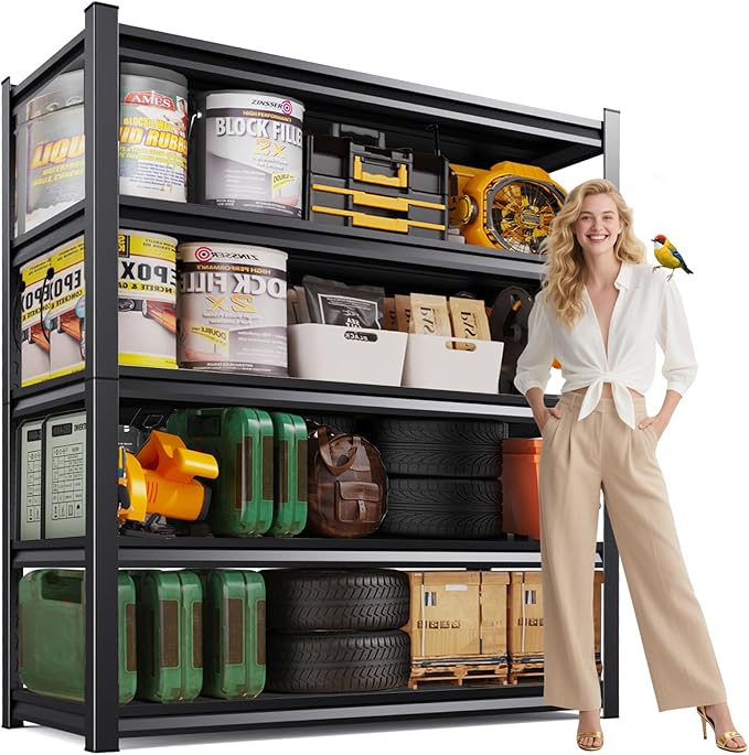 5-Tier Garage Shelving Heavy Duty, Adjustable Metal Shelving Unit, 2500LBS Garage Storage Shelves, Easy Assembly Steel Shelving, Utility Storage Rack Shelf for Warehouse, 72”H*35.4”W*16”D