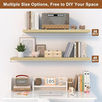 12 Inch Deep Floating Shelves for Wall 2 Pack Floating Shelfs Large Storage Space Wall Decor Display Shelf for Bathroom Living Room Bedroom Kitchen 48" W x 12" D x 1.2" H Natural Wood