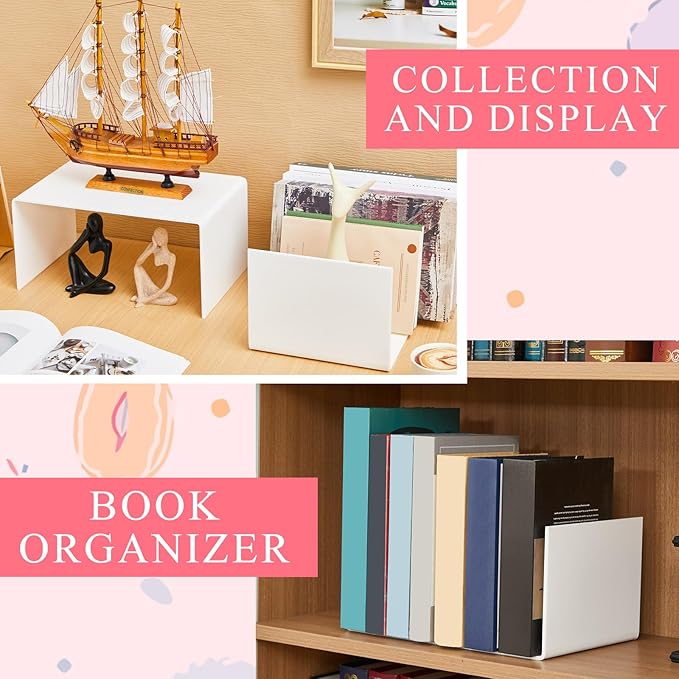2 Pcs 12 Inch Large Acrylic Risers Display Stands 5 mm Thick Acrylic Shelf Riser Showcase for Collectibles Jewelry Cupcakes Food Figures Perfume Cabinet (White)
