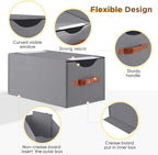 4 Pack Stackable Storage Drawers, Fabric Closet Organizers and Storage with Handles and Clear Window, Pull-Out Clothes Storage Bins with Drawer for Closet, Bedroom, Living Room, Under Bed, Gray