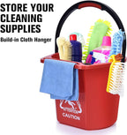 Matthew Cleaning 4.2 Gallon Mop Bucket, Heavy Duty Plastic Cleaning Bucket with Built-in Pour Spout, Mop Holder and Comfort Grip Handle, House and Commercial Cleaning Supplies, Case Pack 12 Pcs Red