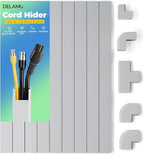 Delamu 142in Grey Cord Hider Cable Hider, Cord Covers for 2-3 Wires on Wall, Premium Wire Hiders Wire Covers for Cords on Wall, Easier Setup TV Cable Cover Management Kit, W0.94 H0.47in, Grey