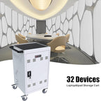 Laptop and Tablet Charging Cart, 32 Unit Device Mobile Charging Station for Chromebook, Tablet, Laptop, with Charging Port Screen Size Up to 16.3", Suitable for Office, Classroom, etc (Antique White)
