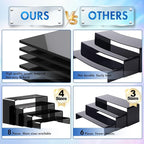 Aheroi Acrylic Risers, 8 Pcs 2 Set(7”L~8”L~9”L) Display Risers, Black Arylic Display Stands Acrylic Shelf Riser, Display Holders for Vendor Events, Cupcake Stands, Toys Display Clear Shelves