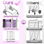 Folding Shopping with Waterproof Liner & 360° Swivel, Cart Grocery Trolley Laundry Stair Climbing Handcart W/ 6/8 Wheels,Silver