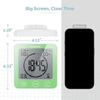 KADAMS Shower Clock Waterproof Bathroom Timer – Digital Wall Clock with Countdown, Magnetic Kitchen Clock with Temperature & Humidity, Suction Cup for Kids Shower Spa Cook Bath (Green)