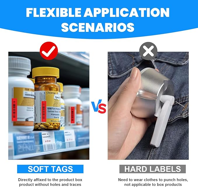 108 Pieces of 58 kHz Acousto-Magnetic (AM) Security Tag Labels, Compatible with 58 kHz EAS Systems. Features Simulated Barcodes